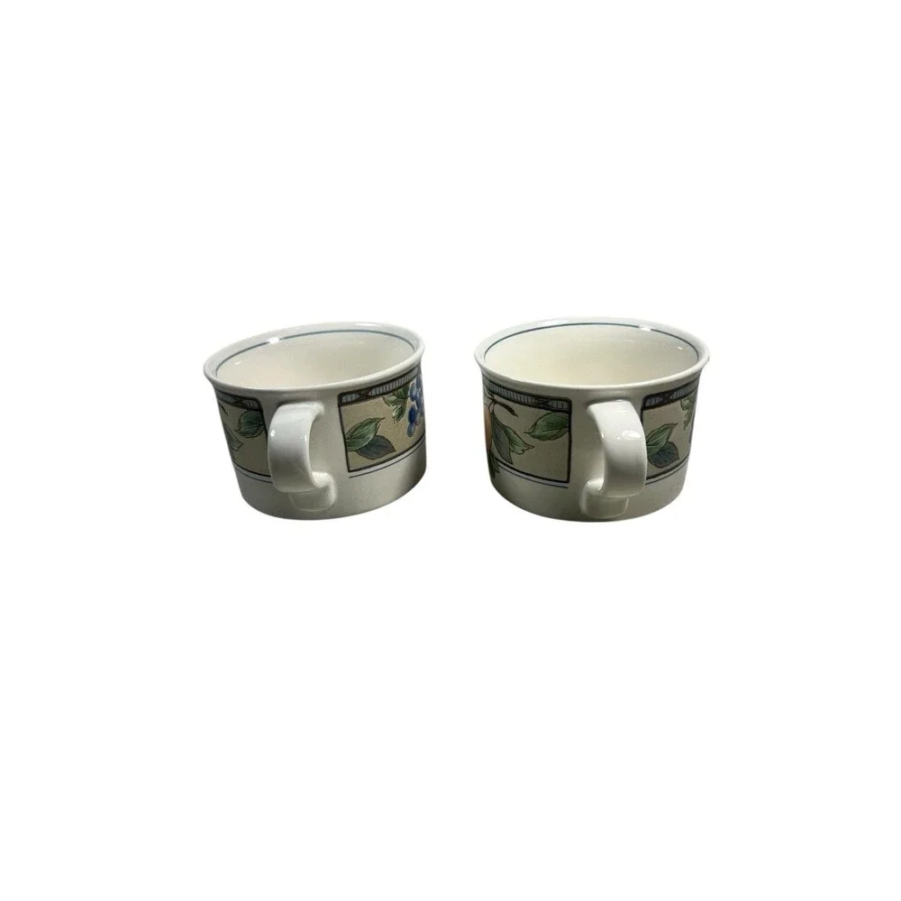 Vintage 1990's Mikasa Intaglio Garden Harvest Set of 2 Cups / Mugs